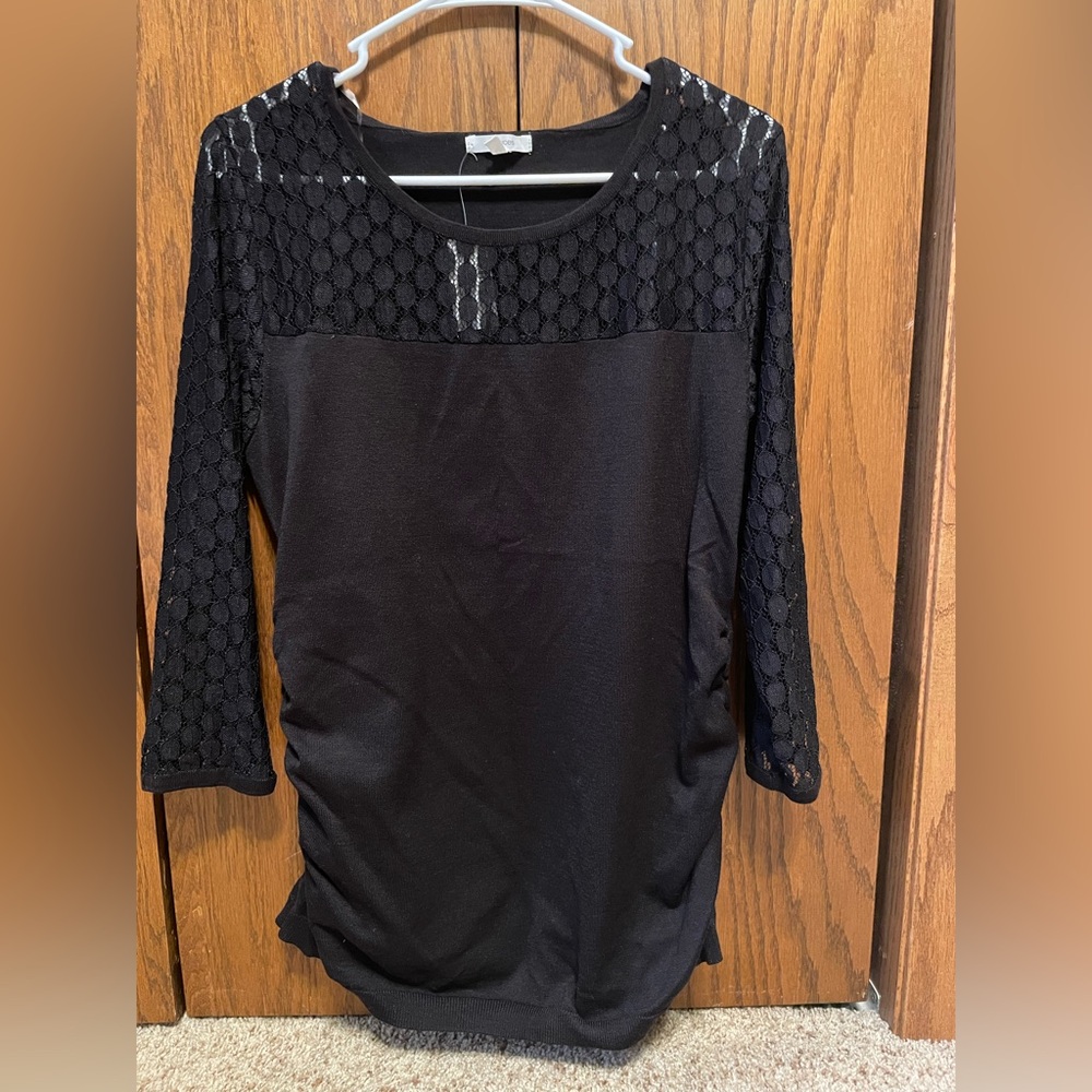 Maurices Black Ruched Blouse with Long Sleeves